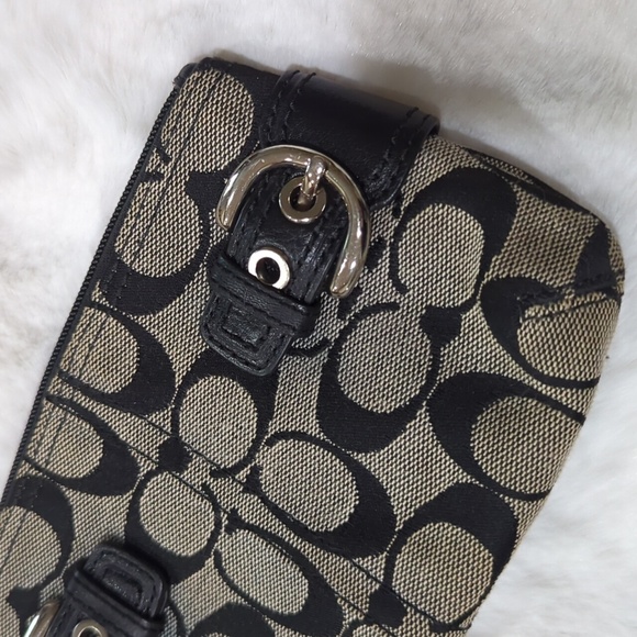 Coach Signature Black and Tan Clutch Wristlet - Picture 5 of 12